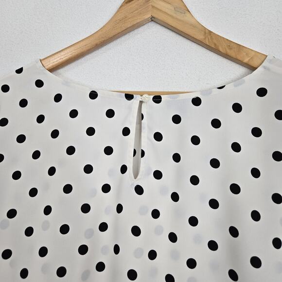 Talbots Side Tie Dot Print Top Sz 3X White Black Polka Dot 3/4 Sleeve READ - Picture 5 of 14